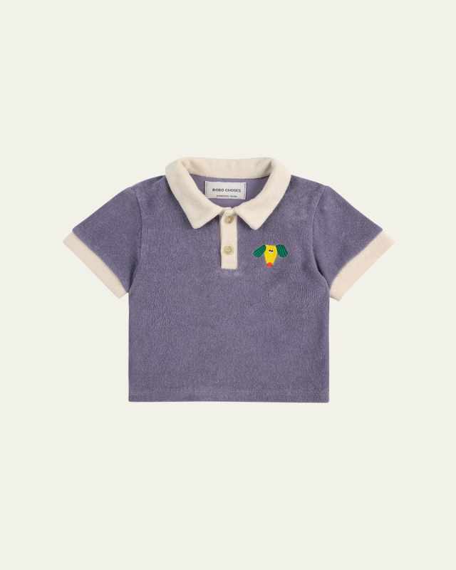 Boy's Happy Dog Terry Cloth Polo Shirt, Size Newborn-24